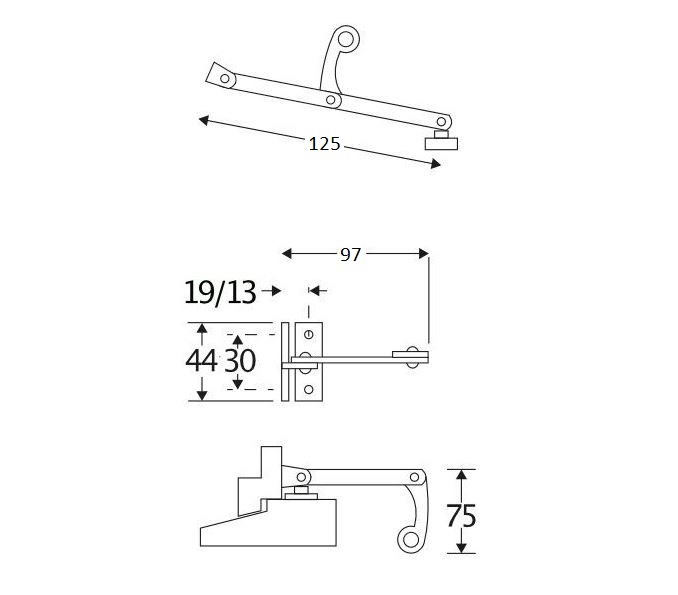 Combi uitzetter Elegant 125mm glans nikkel - Afbeelding 2