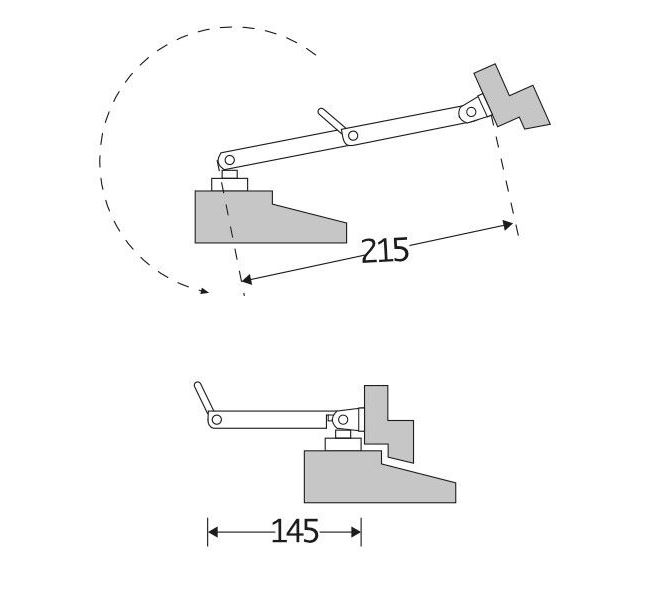 Combi uitzetter wegdraaibaar 215mm mat zwart - Afbeelding 2