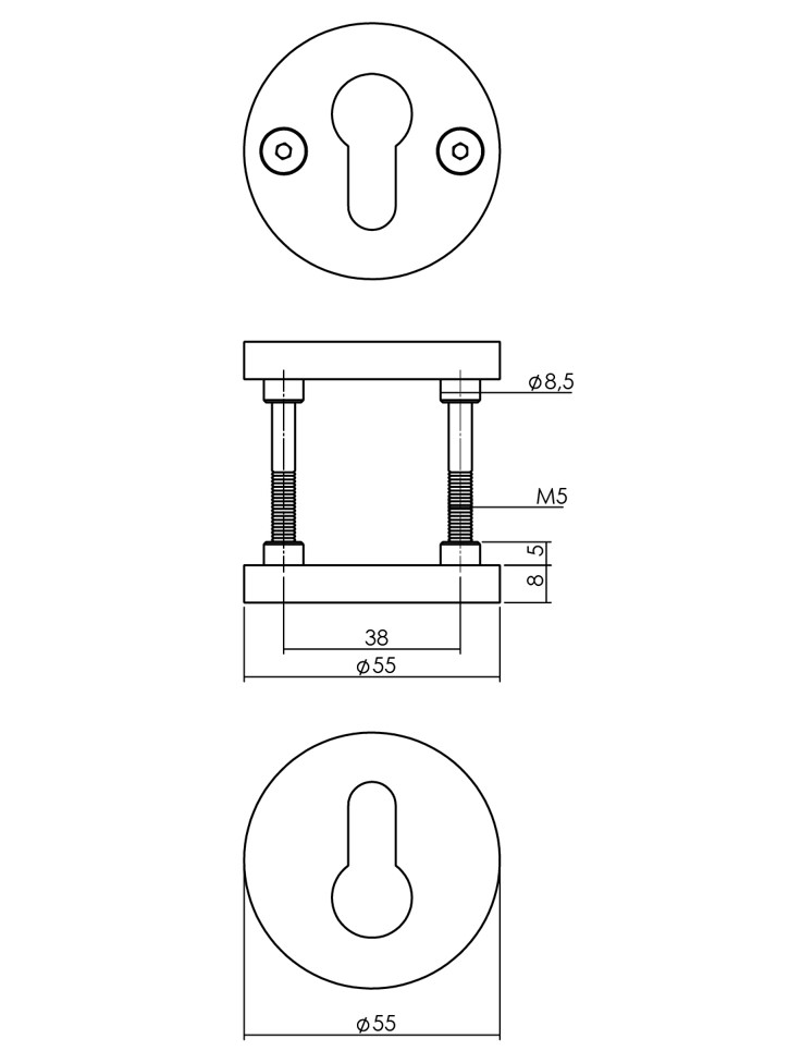 Intersteel pc-plaatjes Grand & Johnson éénzijdig verdekt ø55x8mm rvs - Afbeelding 2