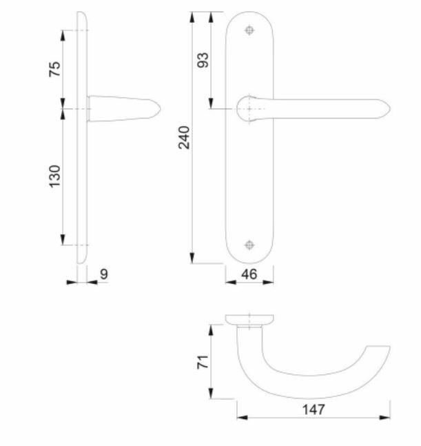 Hoppe Deurklink Marseille op Schild Blind Aluminium F1 - Afbeelding 2