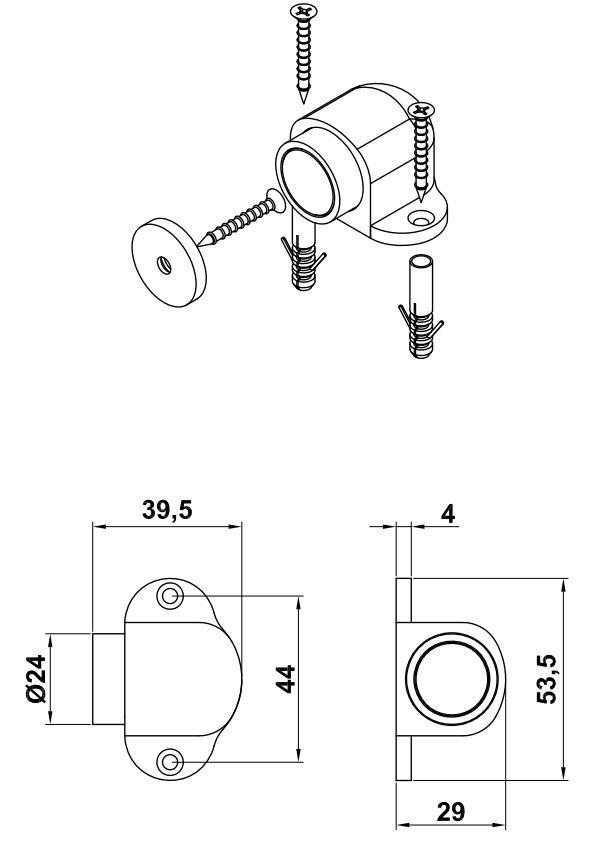 AMIG Deurstopper magnetisch chroom 44x40 mm - Afbeelding 2