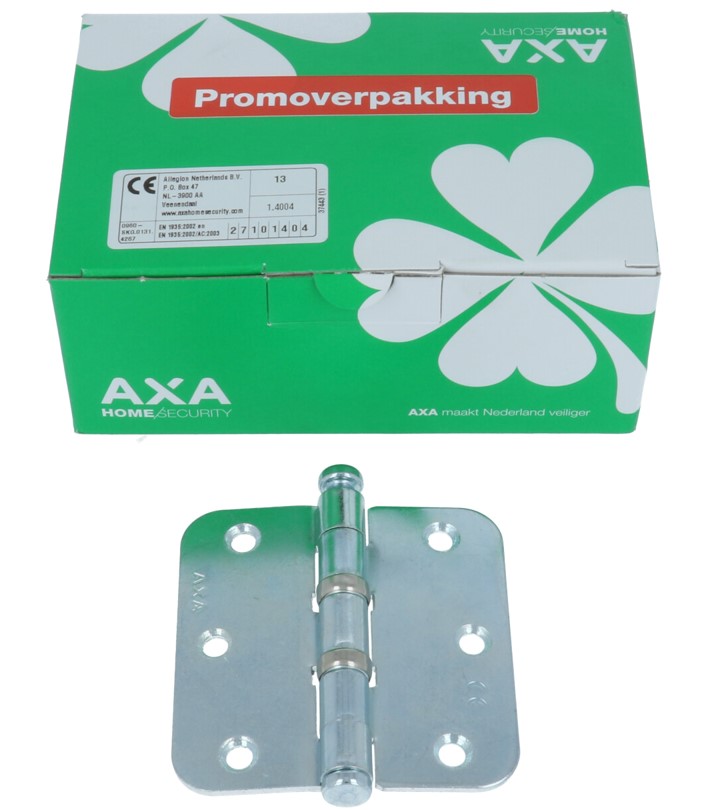 AXA Kogellagerscharnier 76x76 Verzinkt Ronde Hoeken promopack 10+2 gratis - Afbeelding 2