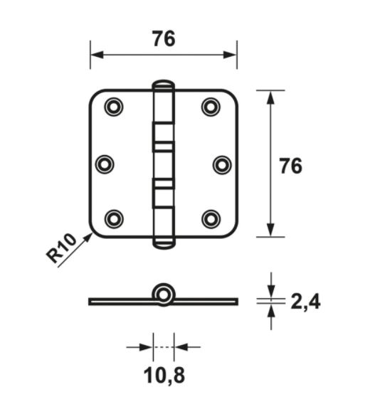 AXA Kogellagerscharnier 76x76 Verzinkt Ronde Hoeken promopack 10+2 gratis - Afbeelding 3