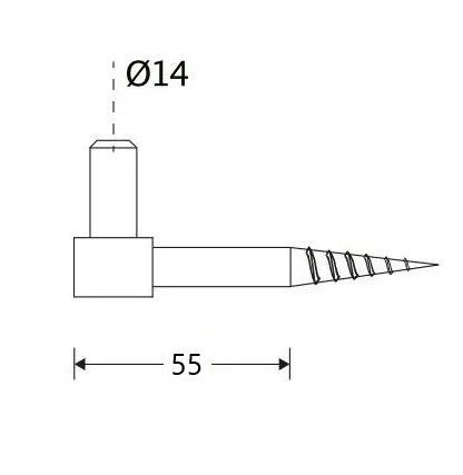 Duim inschroefbaar 14x55mm ijzer zwart - Afbeelding 2