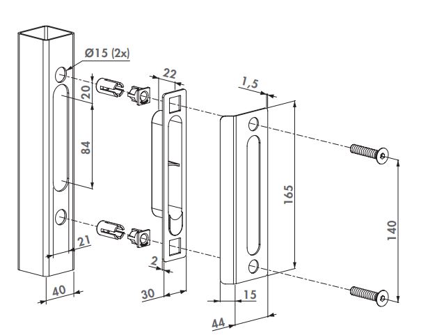 LOCINOX Slotvanger voor poorten zwart - Afbeelding 2