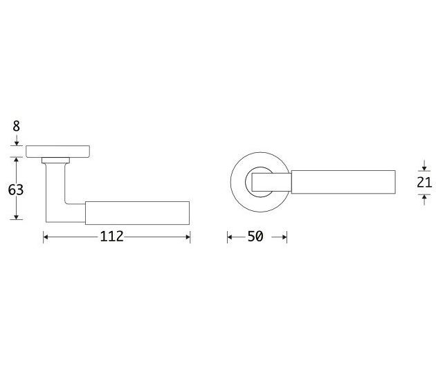 Deurklink op geveerd rozet Bauhaus ebben/Vivo glans chroom - Afbeelding 2