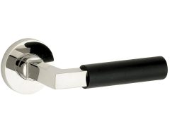 Deurklink op geveerd rozet Bauhaus ebben/Vivo glans nikkel