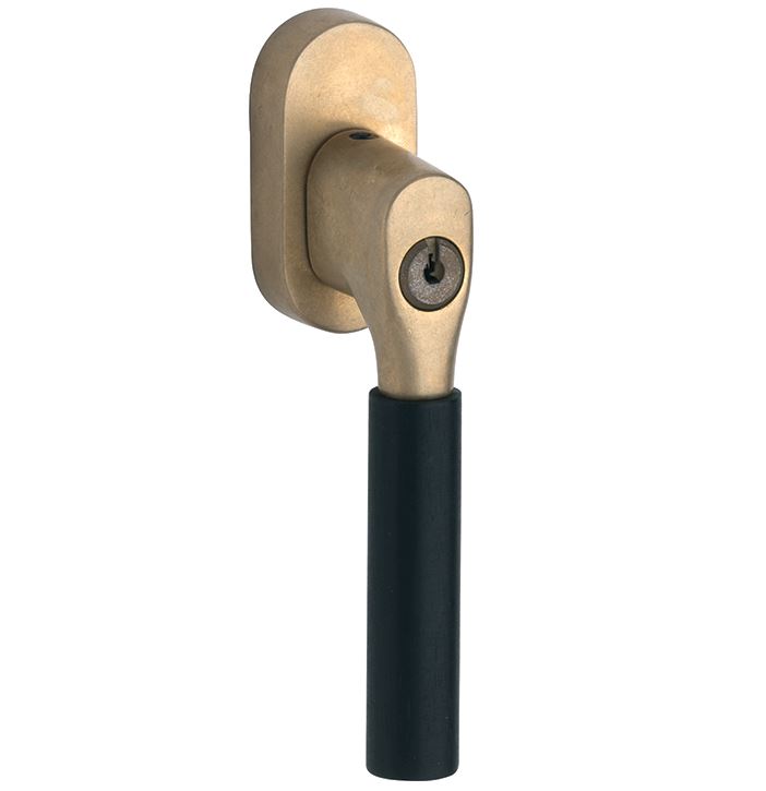 SKG2 Draaikiepgarnituur afsluitbaar Bauhaus ebben/ovaal messing antiek