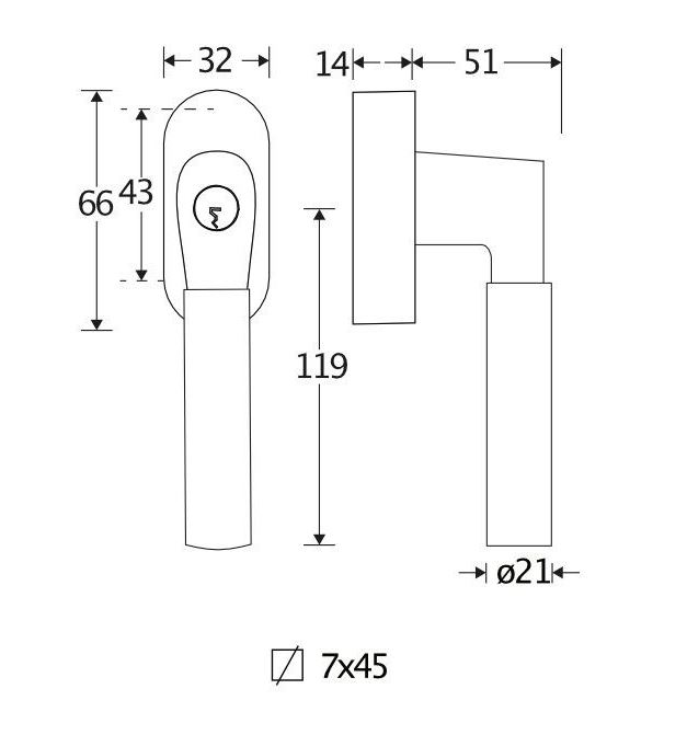 SKG2 Draaikiepgarnituur afsluitbaar Bauhaus ebben/ovaal glans nikkel - Afbeelding 2