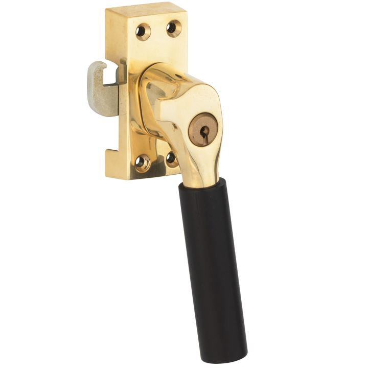 SKG Raamsluiting Met Sluitplaat Rechts Bauhaus ebben messing ongelakt