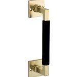 Deurgreep Bauhaus ebben vierkant rozet 300 mm messing antiek