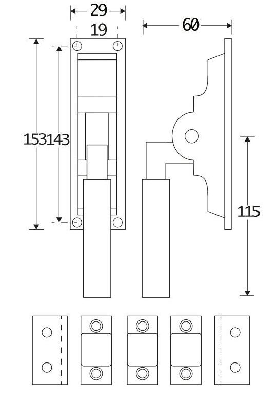 Pomp-espagnolet Bauhaus ebben glans chroom Inclusief 2 Stangen - Afbeelding 2