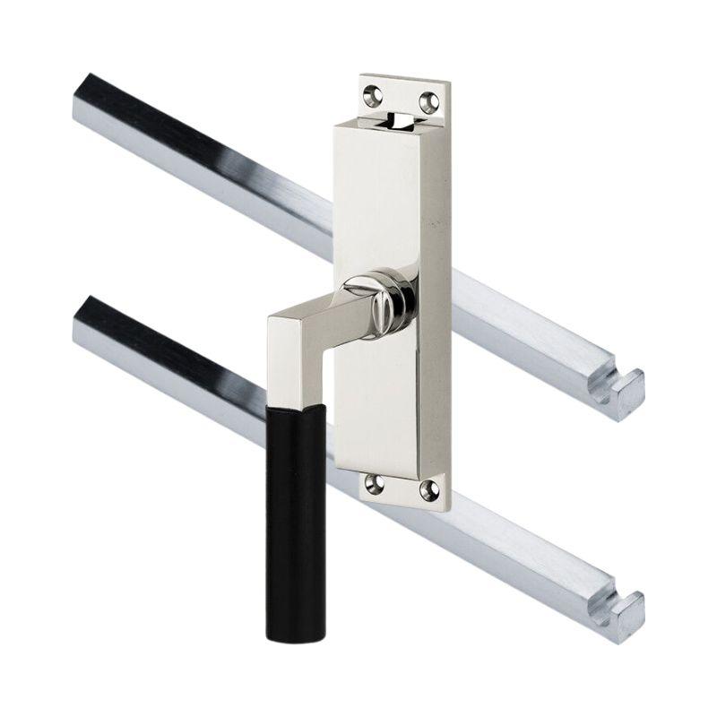 Kruk-espagnolet Bauhaus ebben Links glans nikkel Inclusief 2 Stangen