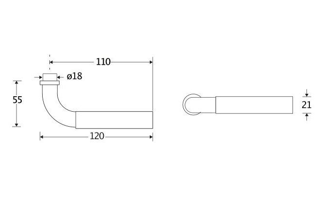 Deurklink Frankfurt messing ongelakt - Afbeelding 2