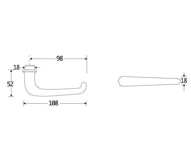 Deurklink Halfsabel glans chroom - Afbeelding 2