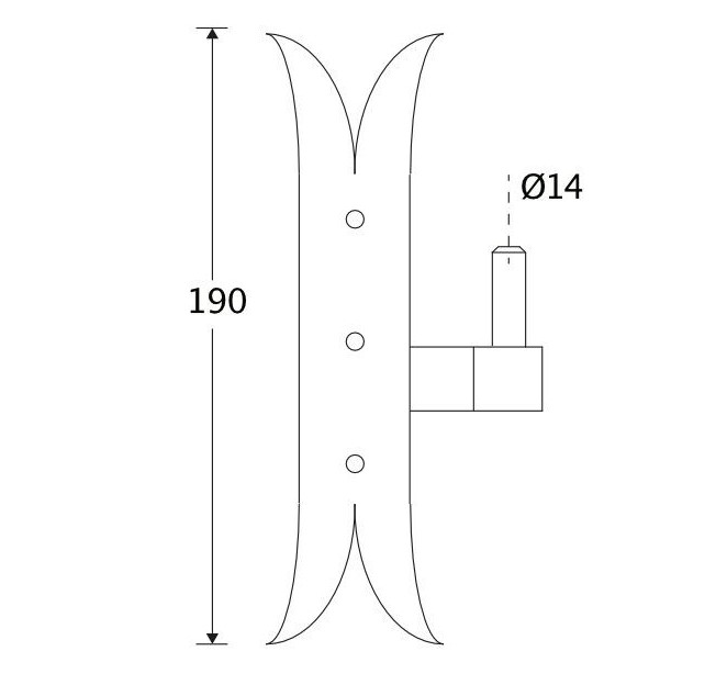 Plaatduim DIN Links zwaluwstaart 190mm ijzer zwart - Afbeelding 2