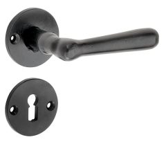 Deurklink op rozet Edam inclusief sleutelplaatje ijzer zwart