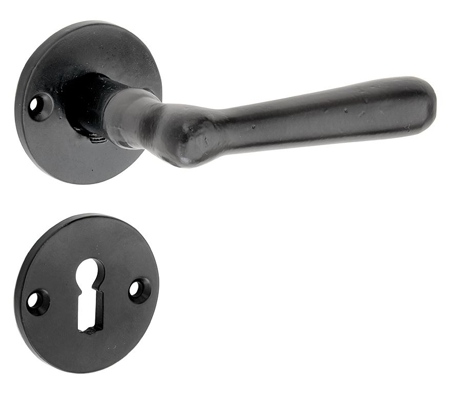 Deurklink op rozet Edam inclusief sleutelplaatje ijzer zwart