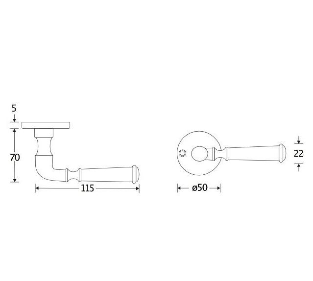 Deurklink op rozet Gent ijzer zwart - Afbeelding 2
