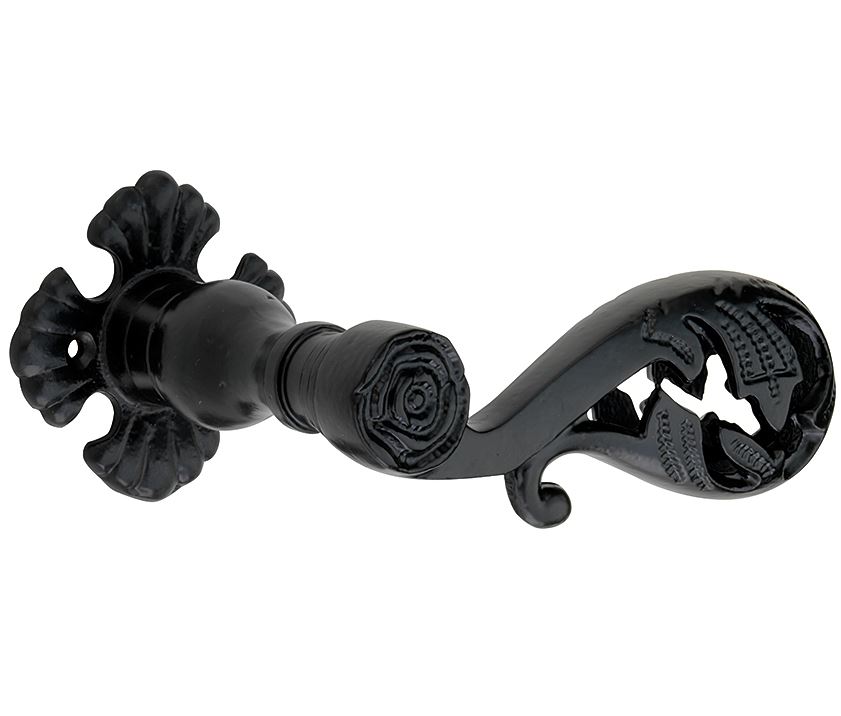 Deurklink op rozet Kasteel ijzer zwart