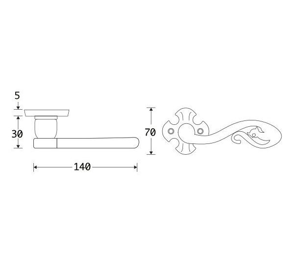 Deurklink op rozet Kasteel ijzer zwart - Afbeelding 2