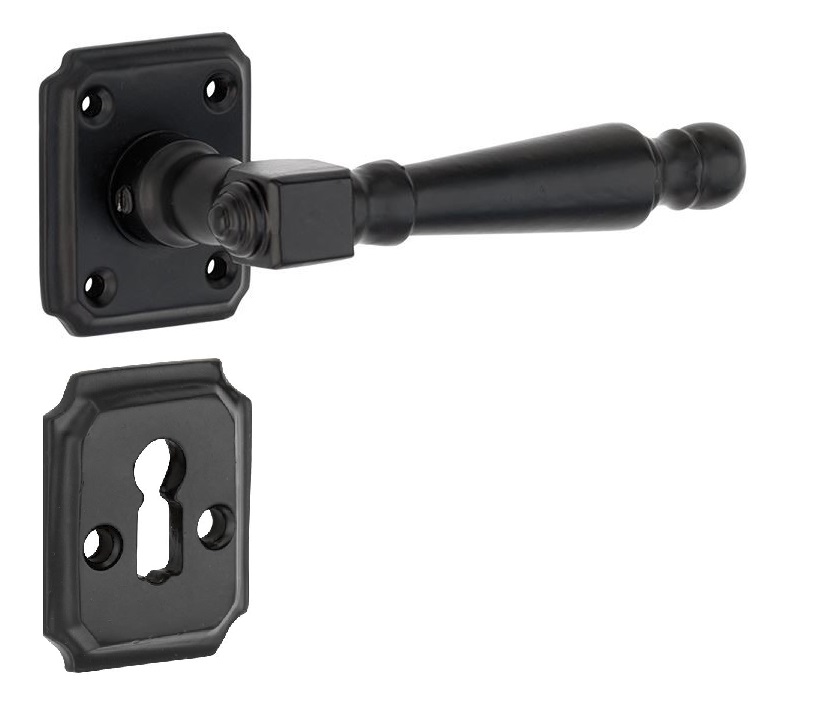 Deurklink op rozet Arlon inclusief sleutelplaatje ijzer zwart