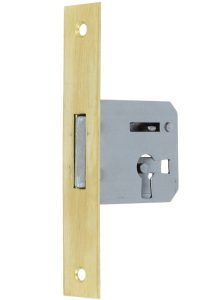 Insteekslot rechts 25 mm met rechte messing voorplaat (zonder sleutel)