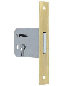 Insteekslot links 30 mm met rechte messing voorplaat (zonder sleutel)