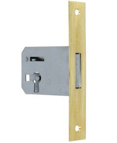 Insteekslot links 35 mm met rechte messing voorplaat (zonder sleutel)