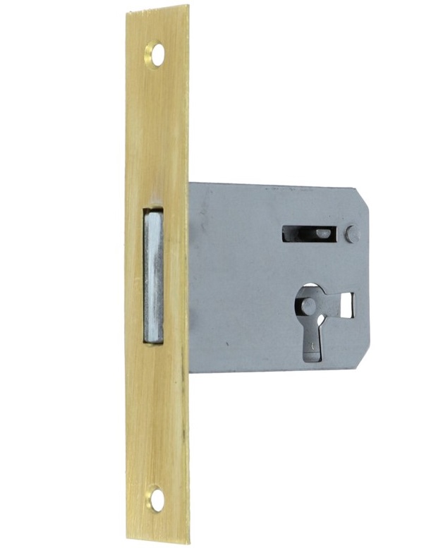 Insteekslot rechts 35 mm met rechte messing voorplaat (zonder sleutel)
