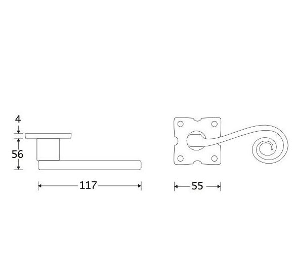 Deurklink op rozet Curl ijzer zwart - Afbeelding 2