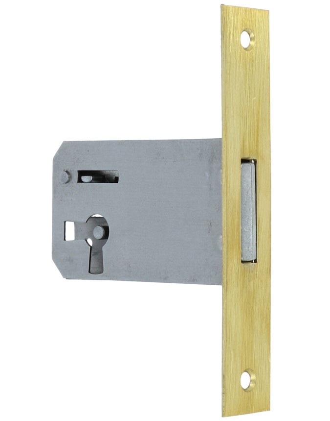 Insteekslot links 45 mm met rechte messing voorplaat (zonder sleutel)