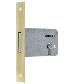 Insteekslot rechts 45 mm met rechte messing voorplaat (zonder sleutel)