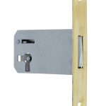 Insteekslot links 50 mm met rechte messing voorplaat (zonder sleutel)