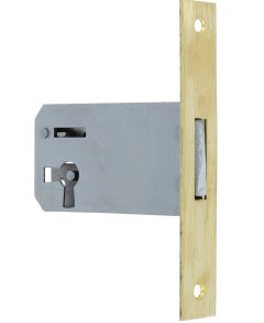 Insteekslot links 50 mm met rechte messing voorplaat (zonder sleutel)