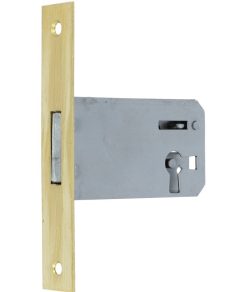 Insteekslot rechts 50 mm met rechte messing voorplaat (zonder sleutel)