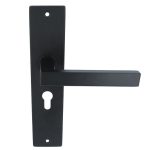 Deurklink Basis Vierkant zwart Op langschild PC55