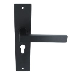 Deurklink Basis Vierkant zwart Op langschild PC55