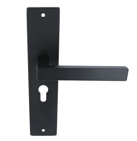 Deurklink Basis Vierkant zwart Op langschild PC55