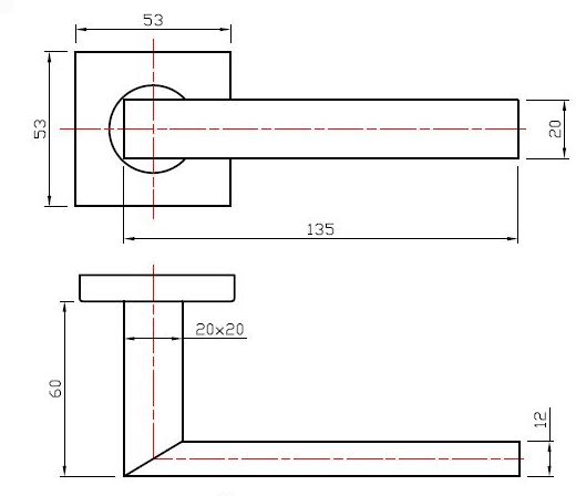 Deurklink Basis Vierkant zwart Op langschild PC55 - Afbeelding 3