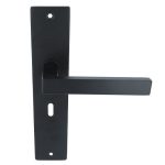 Deurklink Basis Vierkant zwart Op langschild SL56