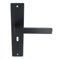 Deurklink Basis Vierkant zwart Op langschild SL56