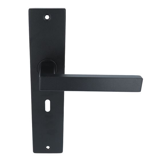 Deurklink Basis Vierkant zwart Op langschild SL56