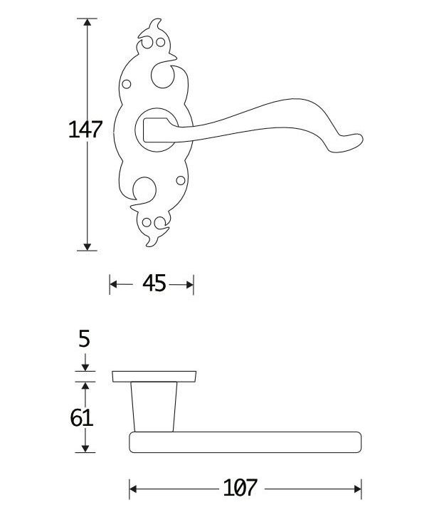 Deurklink op rozet Volendam ijzer zwart - Afbeelding 2