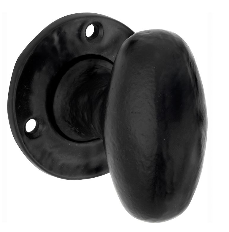 Knopkruk op rozet Oxford ijzer zwart