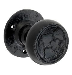 Knopkruk op rozet Coventry ijzer zwart