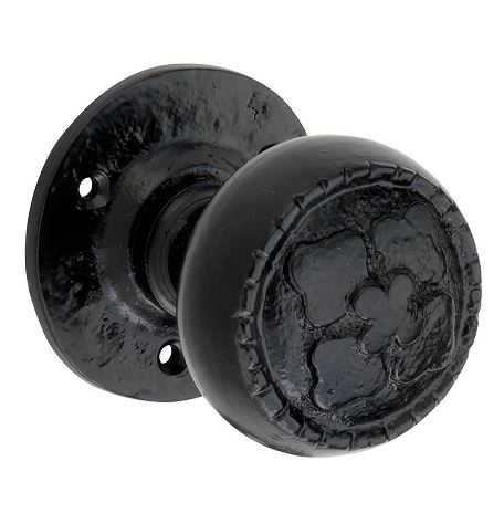 Knopkruk op rozet Coventry ijzer zwart
