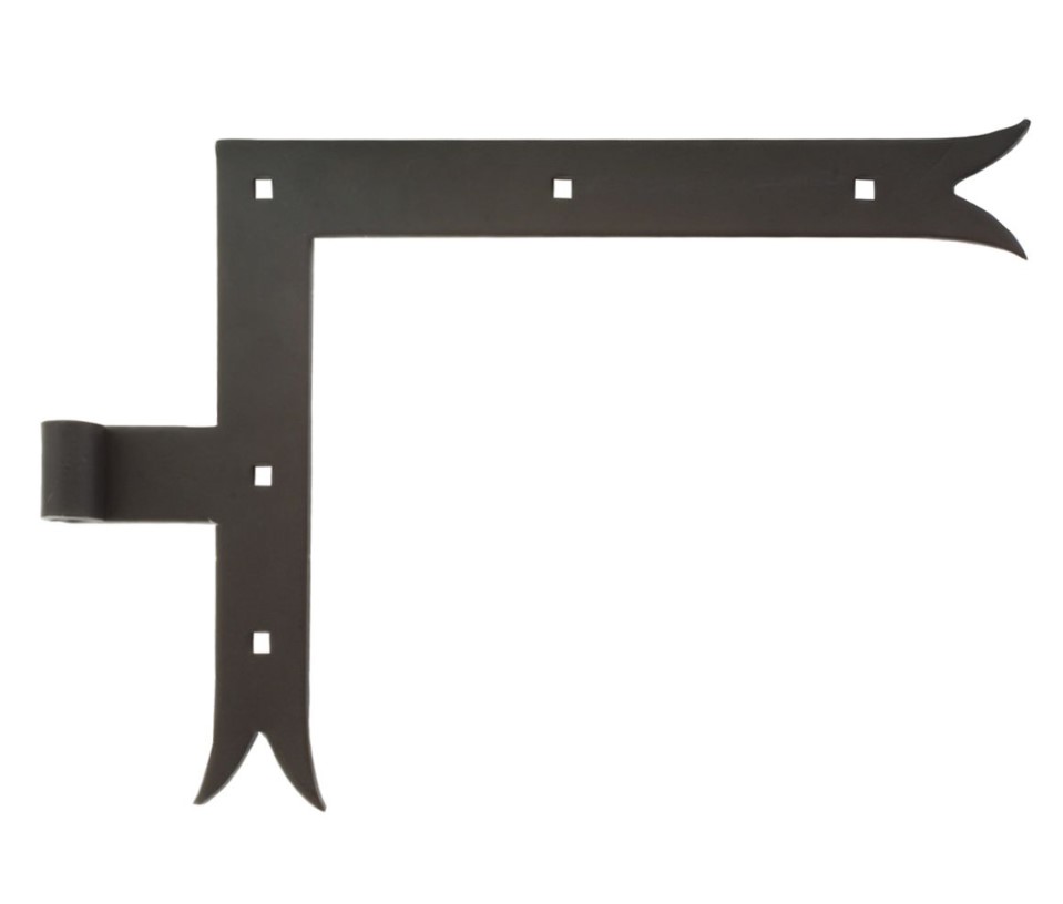 Hoekheng links 30 cm visstaart voor draaipen 14 mm staal zwart