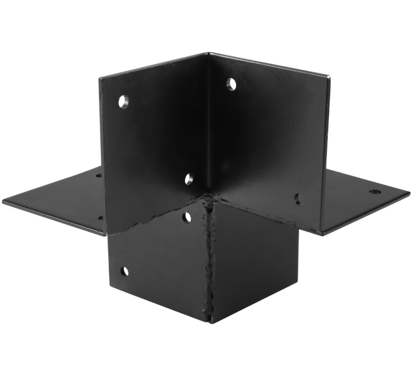 Starx paalverbinder 3-weg hoek open 91 x 91 mm zwart