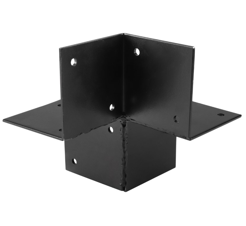 Starx paalverbinder 3-weg hoek open 121 x 121 mm zwart